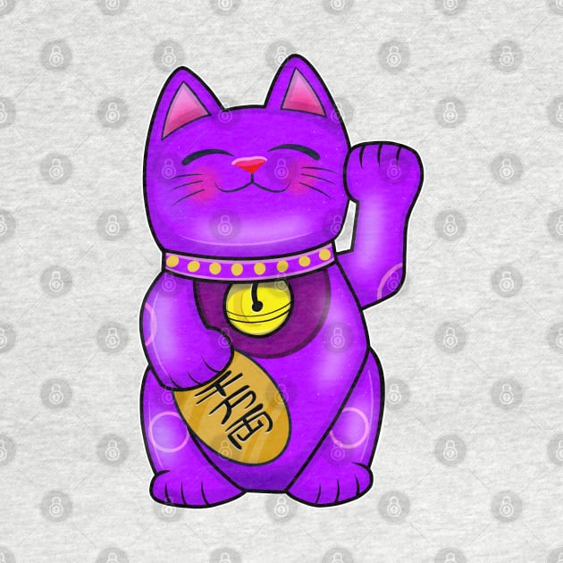 Purple For Oppurtunity Maneki Neko Lucky Cat by Space Truck